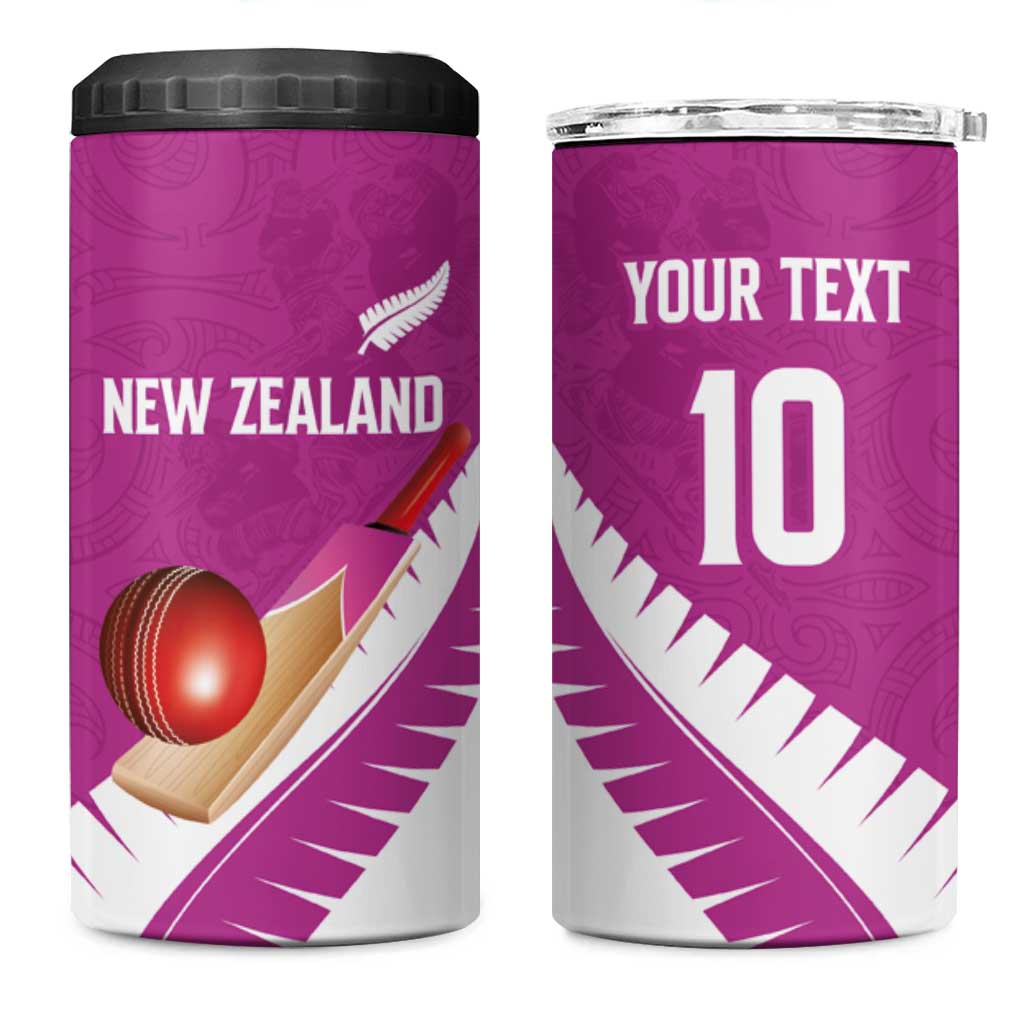 Custom New Zealand Cricket 4 in 1 Can Cooler Tumbler Kiwi Birds Haka Dance Pink Fern Sporty Style LT03 One Size: 16 oz Pink - Polynesian Pride