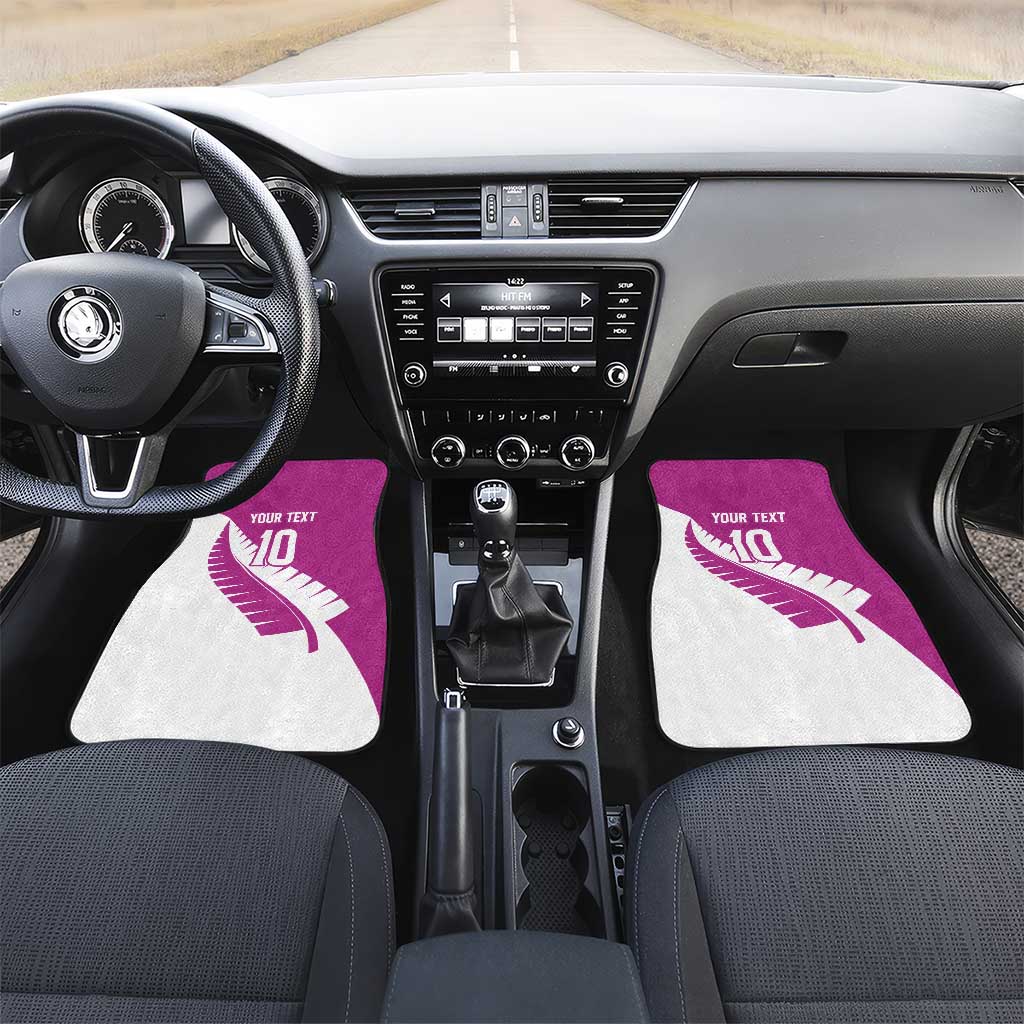 Custom New Zealand Cricket Car Mats Kiwi Birds Haka Dance Pink Fern Sporty Style LT03 Set 2pcs - Front Pink - Polynesian Pride