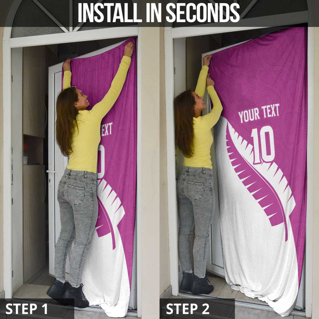Custom New Zealand Cricket Door Cover Kiwi Birds Haka Dance Pink Fern Sporty Style LT03 - Polynesian Pride