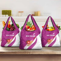 New Zealand Cricket Grocery Bag Kiwi Birds Haka Dance Pink Fern Sporty Style LT03 3-pack One Size Pink - Polynesian Pride