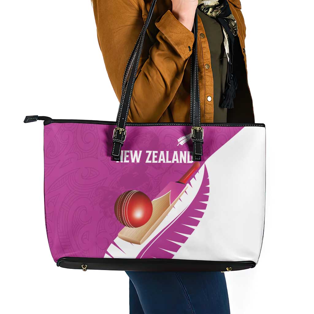 New Zealand Cricket Leather Tote Bag Kiwi Birds Haka Dance Pink Fern Sporty Style LT03 - Polynesian Pride