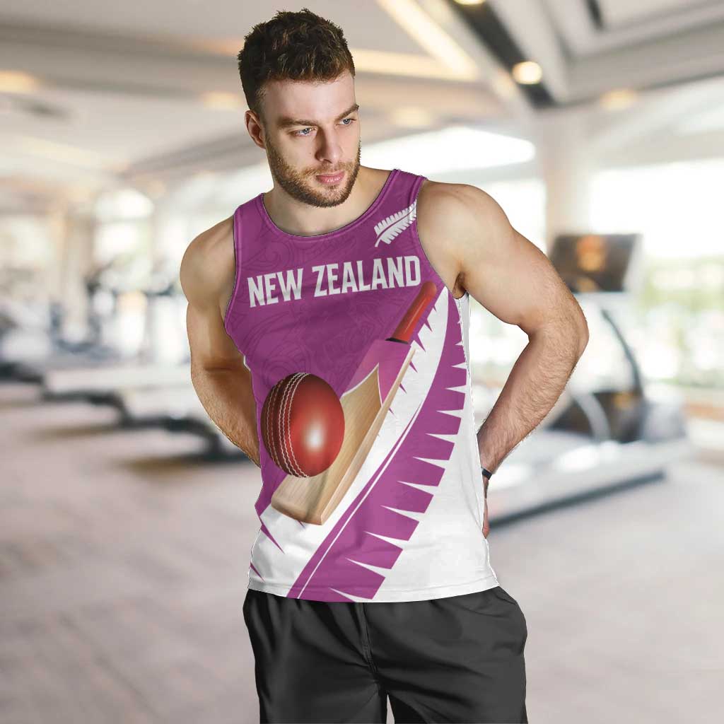 Custom New Zealand Cricket Men Tank Top Kiwi Birds Haka Dance Pink Fern Sporty Style LT03 Pink - Polynesian Pride