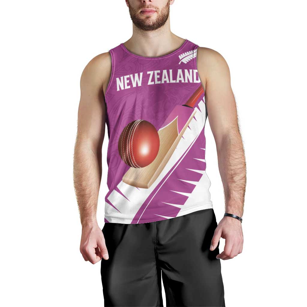 Custom New Zealand Cricket Men Tank Top Kiwi Birds Haka Dance Pink Fern Sporty Style LT03 - Polynesian Pride