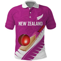 Custom New Zealand Cricket Polo Shirt Kiwi Birds Haka Dance Pink Fern Sporty Style LT03 Pink - Polynesian Pride