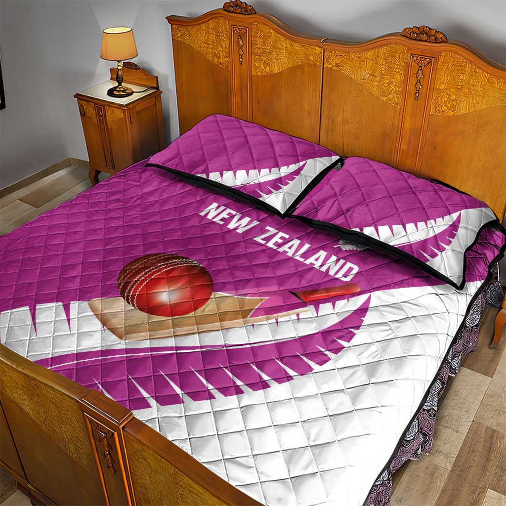 New Zealand Cricket Quilt Bed Set Kiwi Birds Haka Dance Pink Fern Sporty Style LT03 - Polynesian Pride