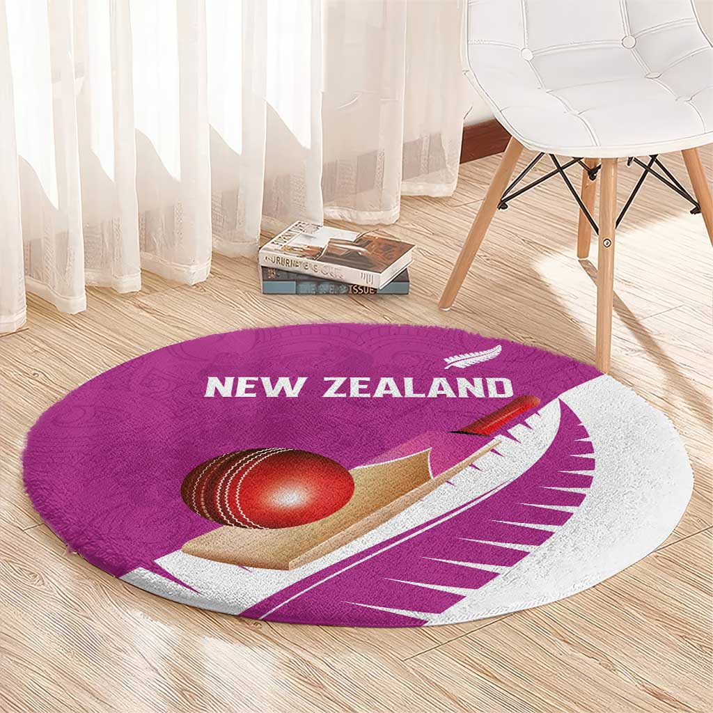 New Zealand Cricket Round Carpet Kiwi Birds Haka Dance Pink Fern Sporty Style LT03 - Polynesian Pride