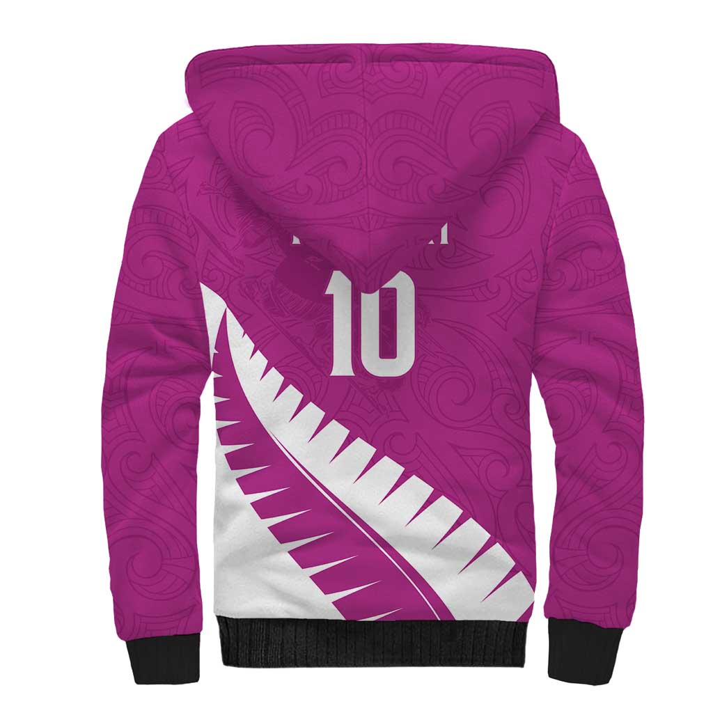 Custom New Zealand Cricket Sherpa Hoodie Kiwi Birds Haka Dance Pink Fern Sporty Style LT03 - Polynesian Pride