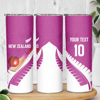 Custom New Zealand Cricket Skinny Tumbler Kiwi Birds Haka Dance Pink Fern Sporty Style LT03 - Polynesian Pride