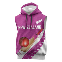 Custom New Zealand Cricket Sleeveless Hoodie Kiwi Birds Haka Dance Pink Fern Sporty Style LT03 Pink - Polynesian Pride
