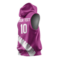 Custom New Zealand Cricket Sleeveless Hoodie Kiwi Birds Haka Dance Pink Fern Sporty Style LT03 - Polynesian Pride
