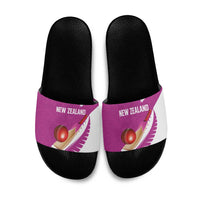 New Zealand Cricket Slide Sandals Kiwi Birds Haka Dance Pink Fern Sporty Style LT03 Pink - Polynesian Pride