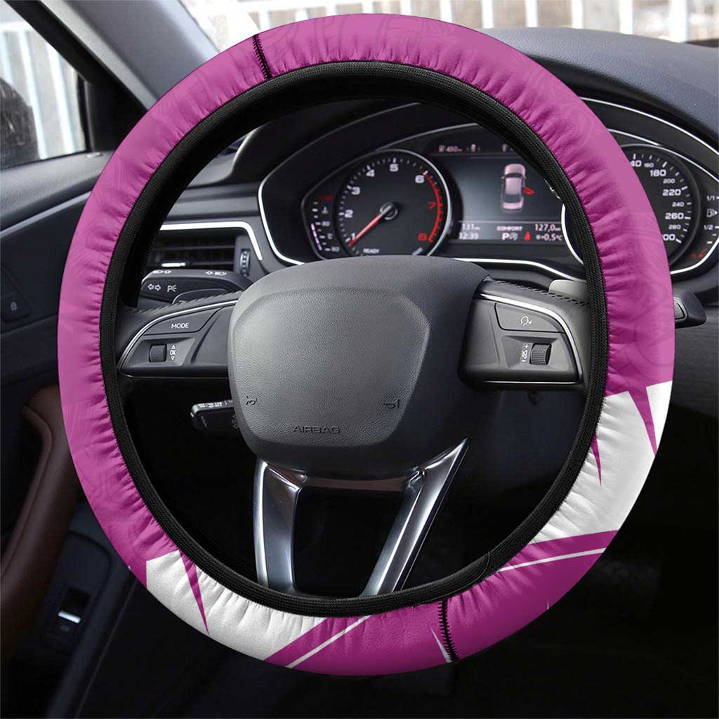 New Zealand Cricket Steering Wheel Cover Kiwi Birds Haka Dance Pink Fern Sporty Style LT03 - Polynesian Pride