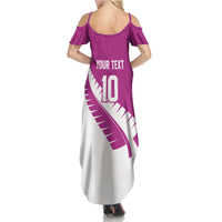 Custom New Zealand Cricket Summer Maxi Dress Kiwi Birds Haka Dance Pink Fern Sporty Style LT03 - Polynesian Pride