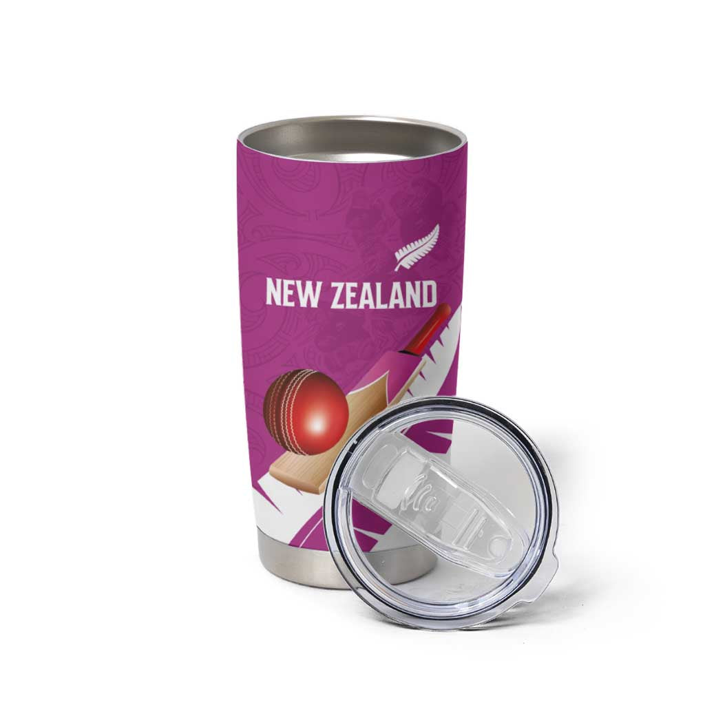Custom New Zealand Cricket Tumbler Cup Kiwi Birds Haka Dance Pink Fern Sporty Style LT03 - Polynesian Pride
