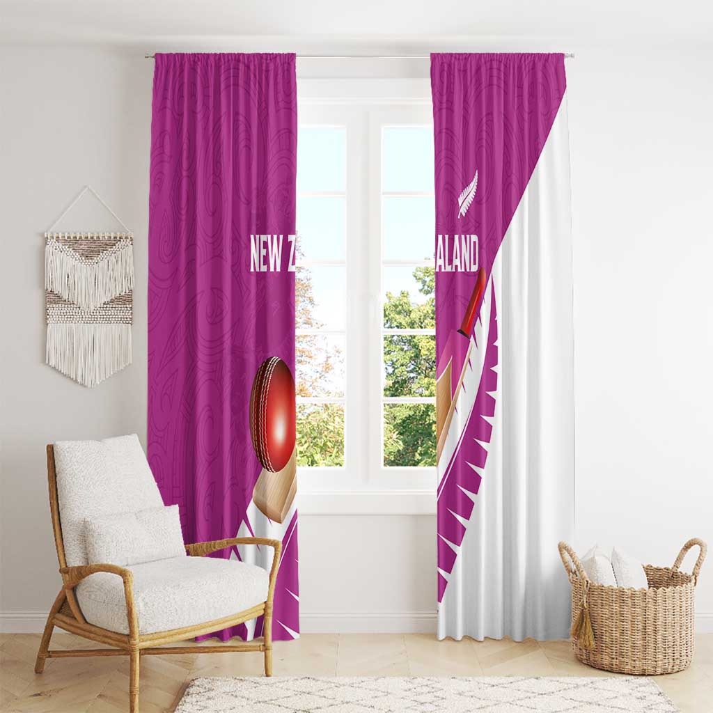 New Zealand Cricket Window Curtain Kiwi Birds Haka Dance Pink Fern Sporty Style LT03 - Polynesian Pride
