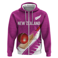 Custom New Zealand Cricket Zip Hoodie Kiwi Birds Haka Dance Pink Fern Sporty Style LT03 Zip Hoodie Pink - Polynesian Pride