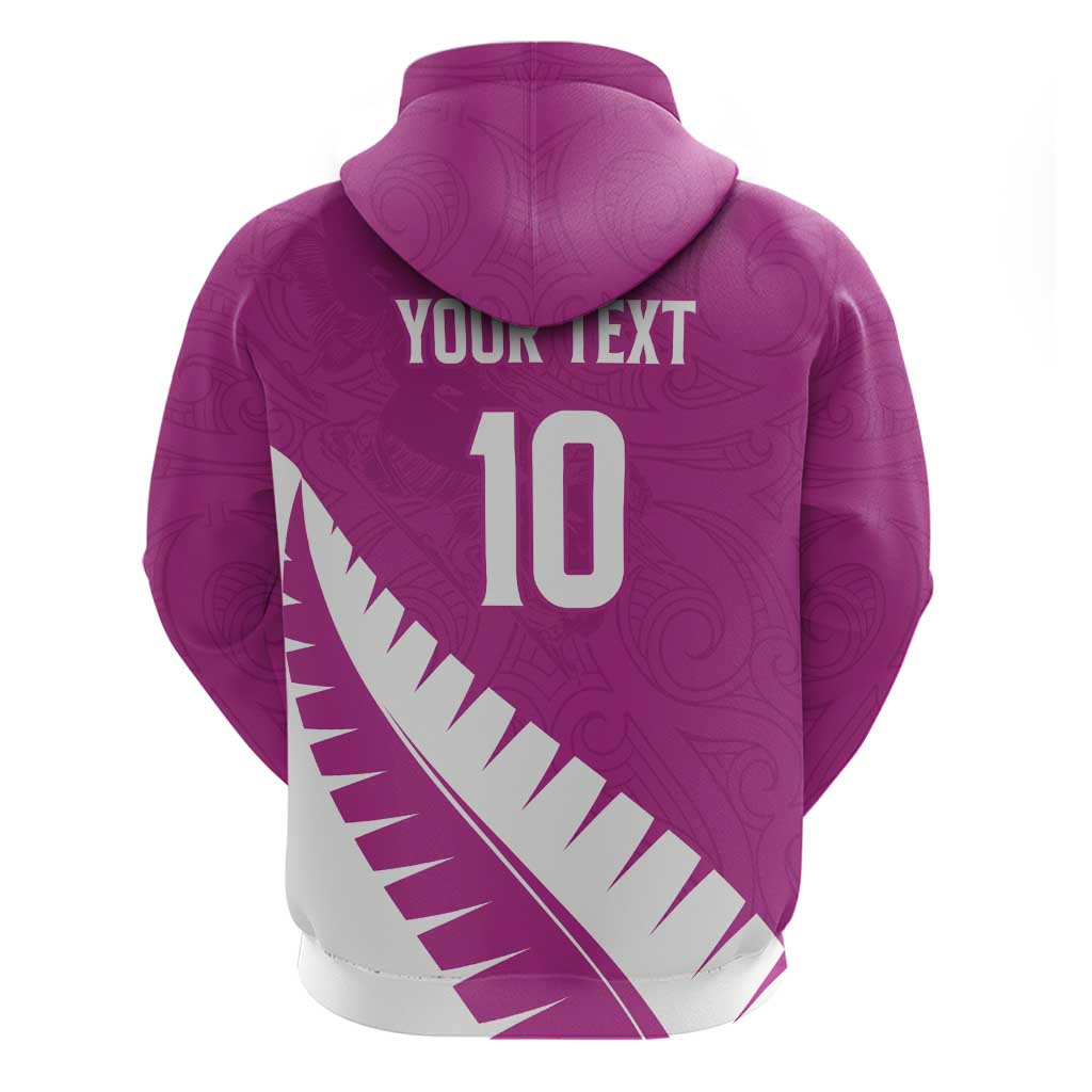 Custom New Zealand Cricket Zip Hoodie Kiwi Birds Haka Dance Pink Fern Sporty Style LT03 - Polynesian Pride