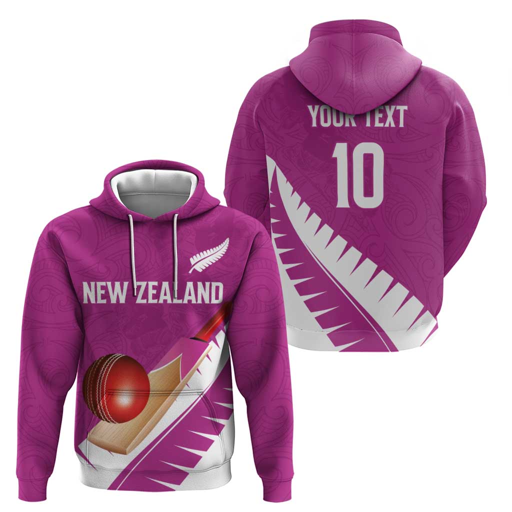 Custom New Zealand Cricket Zip Hoodie Kiwi Birds Haka Dance Pink Fern Sporty Style LT03 - Polynesian Pride