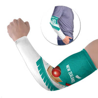 Custom New Zealand Cricket Arm Sleeves Kiwi Birds Haka Dance Turquoise Fern Sporty Style LT03 Set of 2 Turquoise - Polynesian Pride