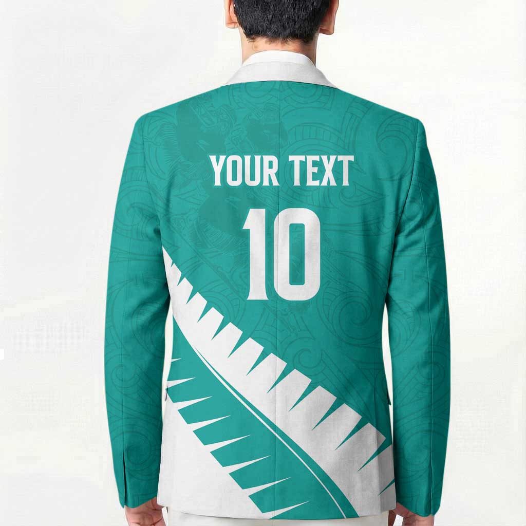 Custom New Zealand Cricket Blazer Kiwi Birds Haka Dance Turquoise Fern Sporty Style