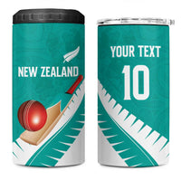 Custom New Zealand Cricket 4 in 1 Can Cooler Tumbler Kiwi Birds Haka Dance Turquoise Fern Sporty Style LT03 One Size: 16 oz Turquoise - Polynesian Pride