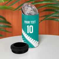 Custom New Zealand Cricket 4 in 1 Can Cooler Tumbler Kiwi Birds Haka Dance Turquoise Fern Sporty Style LT03 - Polynesian Pride