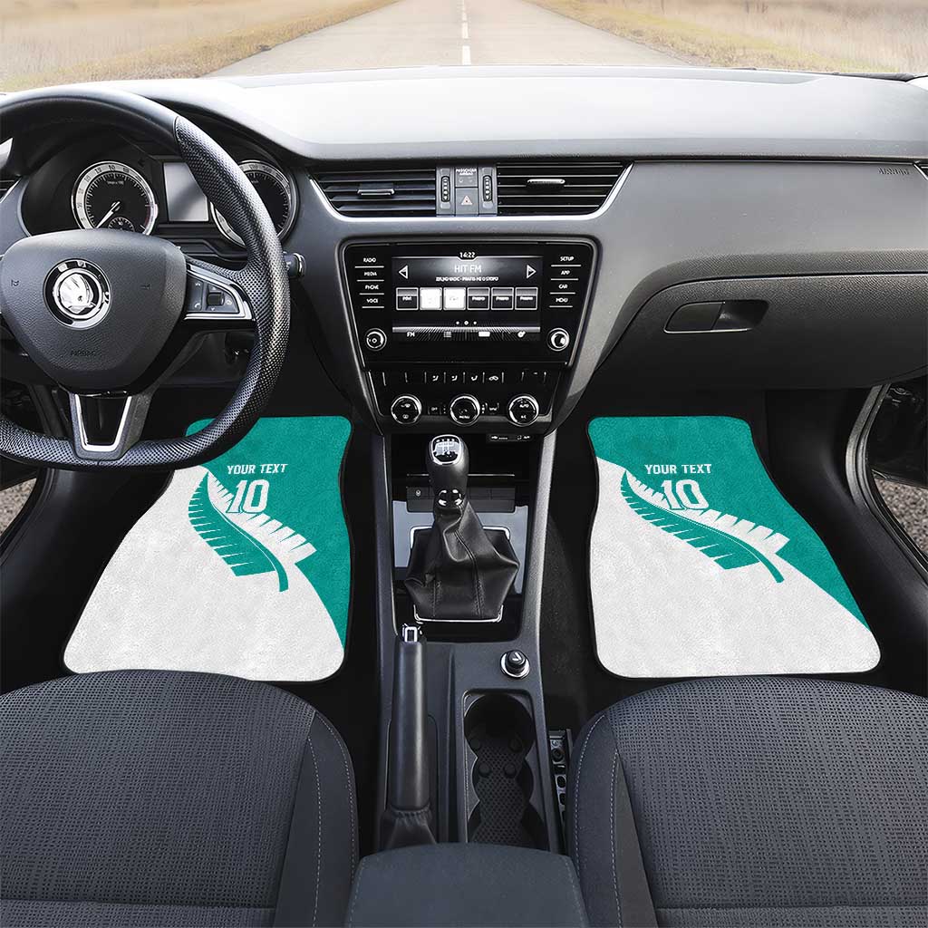 Custom New Zealand Cricket Car Mats Kiwi Birds Haka Dance Turquoise Fern Sporty Style LT03 Set 2pcs - Front Turquoise - Polynesian Pride