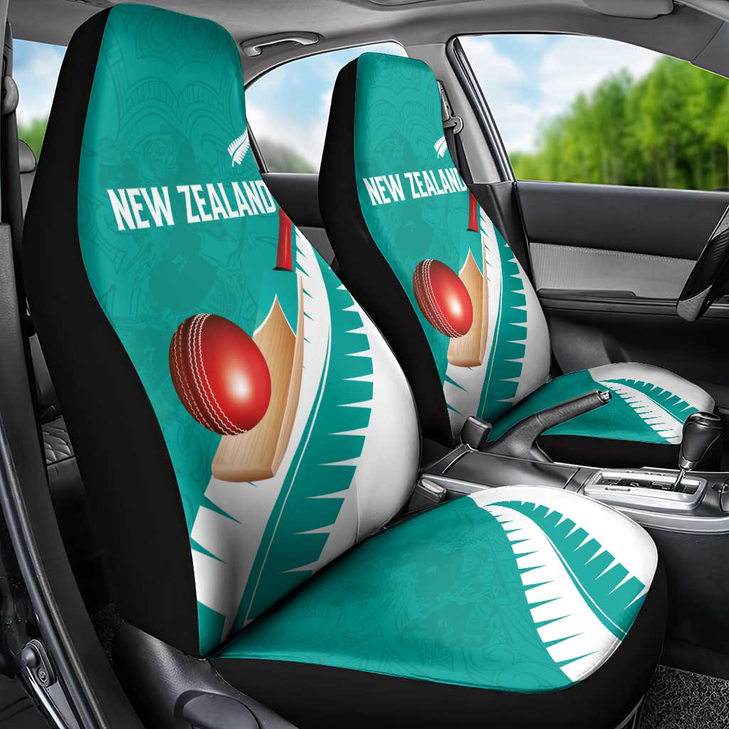 New Zealand Cricket Car Seat Cover Kiwi Birds Haka Dance Turquoise Fern Sporty Style LT03 - Polynesian Pride
