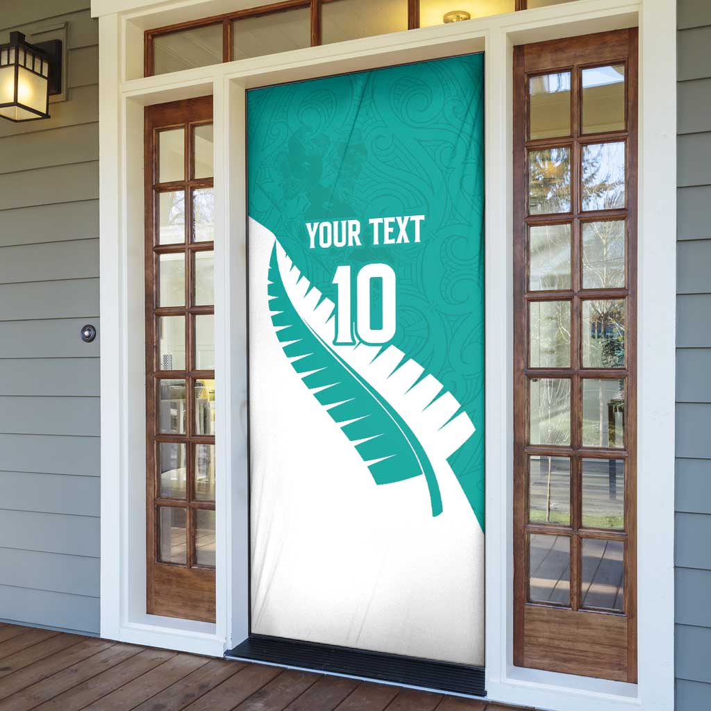 Custom New Zealand Cricket Door Cover Kiwi Birds Haka Dance Turquoise Fern Sporty Style LT03 - Polynesian Pride