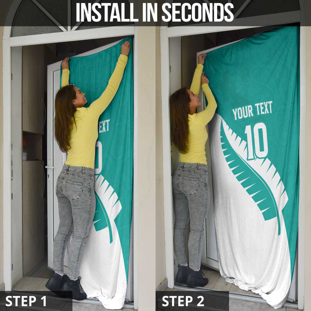 Custom New Zealand Cricket Door Cover Kiwi Birds Haka Dance Turquoise Fern Sporty Style LT03 - Polynesian Pride