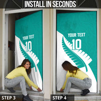 Custom New Zealand Cricket Door Cover Kiwi Birds Haka Dance Turquoise Fern Sporty Style LT03 - Polynesian Pride