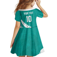 Custom New Zealand Cricket Family Matching Off The Shoulder Long Sleeve Dress and Hawaiian Shirt Kiwi Birds Haka Dance Turquoise Fern Sporty Style LT03 - Polynesian Pride
