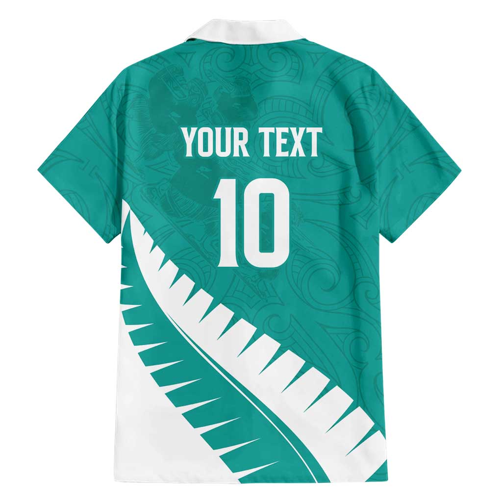 Custom New Zealand Cricket Family Matching Off Shoulder Maxi Dress and Hawaiian Shirt Kiwi Birds Haka Dance Turquoise Fern Sporty Style LT03 - Polynesian Pride