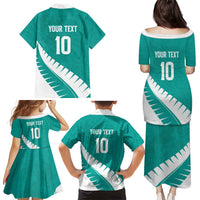 Custom New Zealand Cricket Family Matching Puletasi and Hawaiian Shirt Kiwi Birds Haka Dance Turquoise Fern Sporty Style LT03 - Polynesian Pride