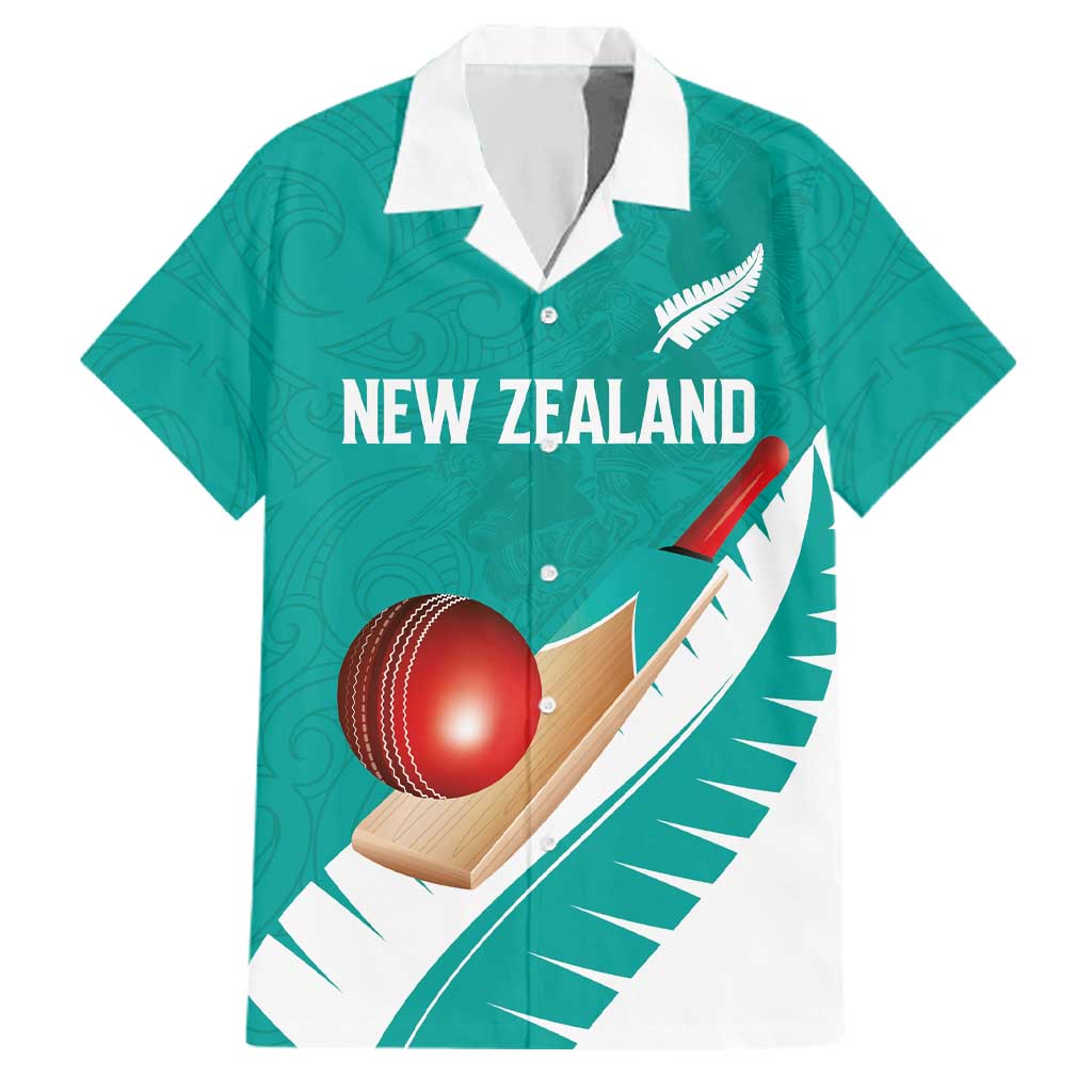 Custom New Zealand Cricket Family Matching Summer Maxi Dress and Hawaiian Shirt Kiwi Birds Haka Dance Turquoise Fern Sporty Style LT03 Dad's Shirt - Short Sleeve Turquoise - Polynesian Pride