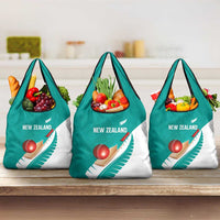 New Zealand Cricket Grocery Bag Kiwi Birds Haka Dance Turquoise Fern Sporty Style LT03 3-pack One Size Turquoise - Polynesian Pride
