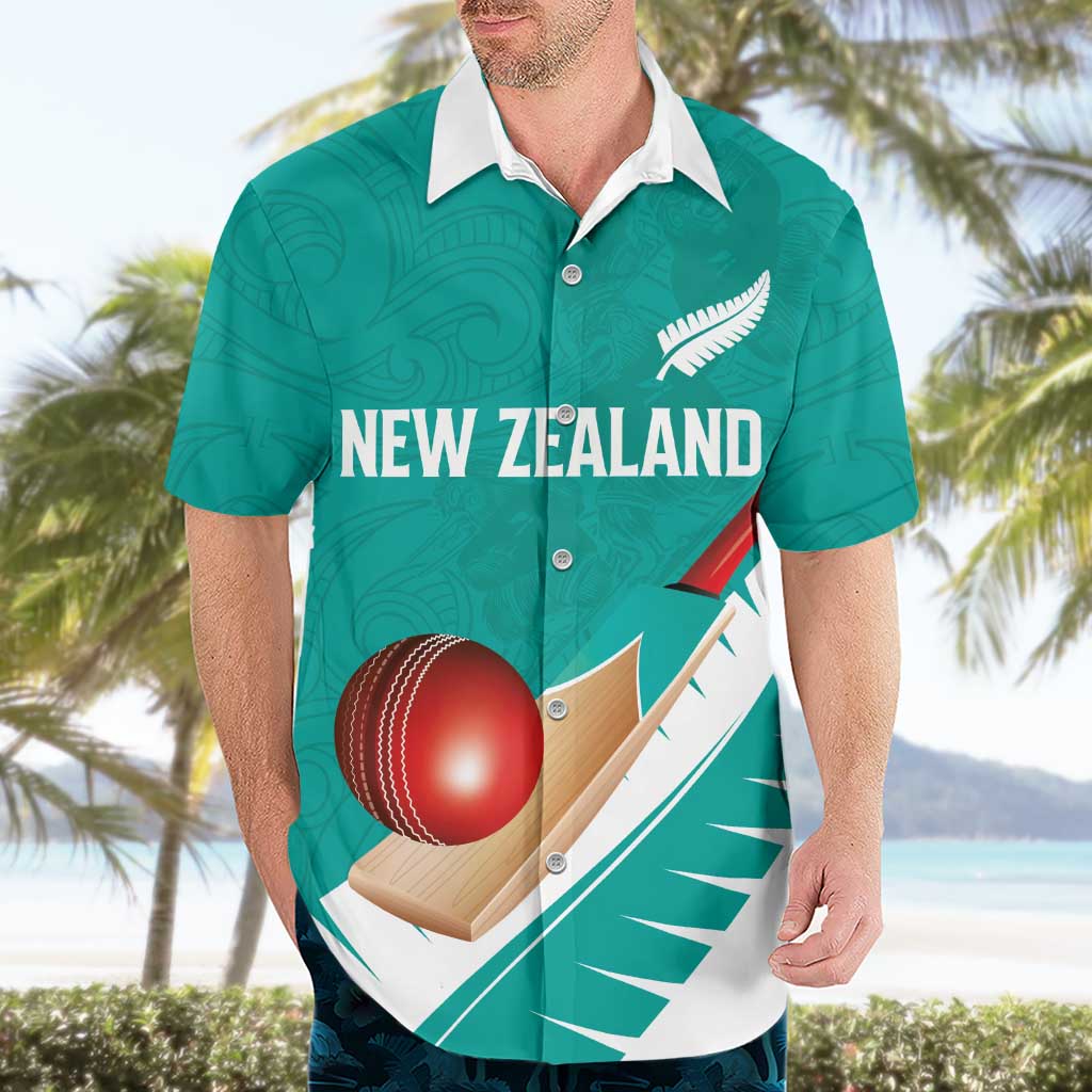 Custom New Zealand Cricket Hawaiian Shirt Kiwi Birds Haka Dance Turquoise Fern Sporty Style LT03 - Polynesian Pride