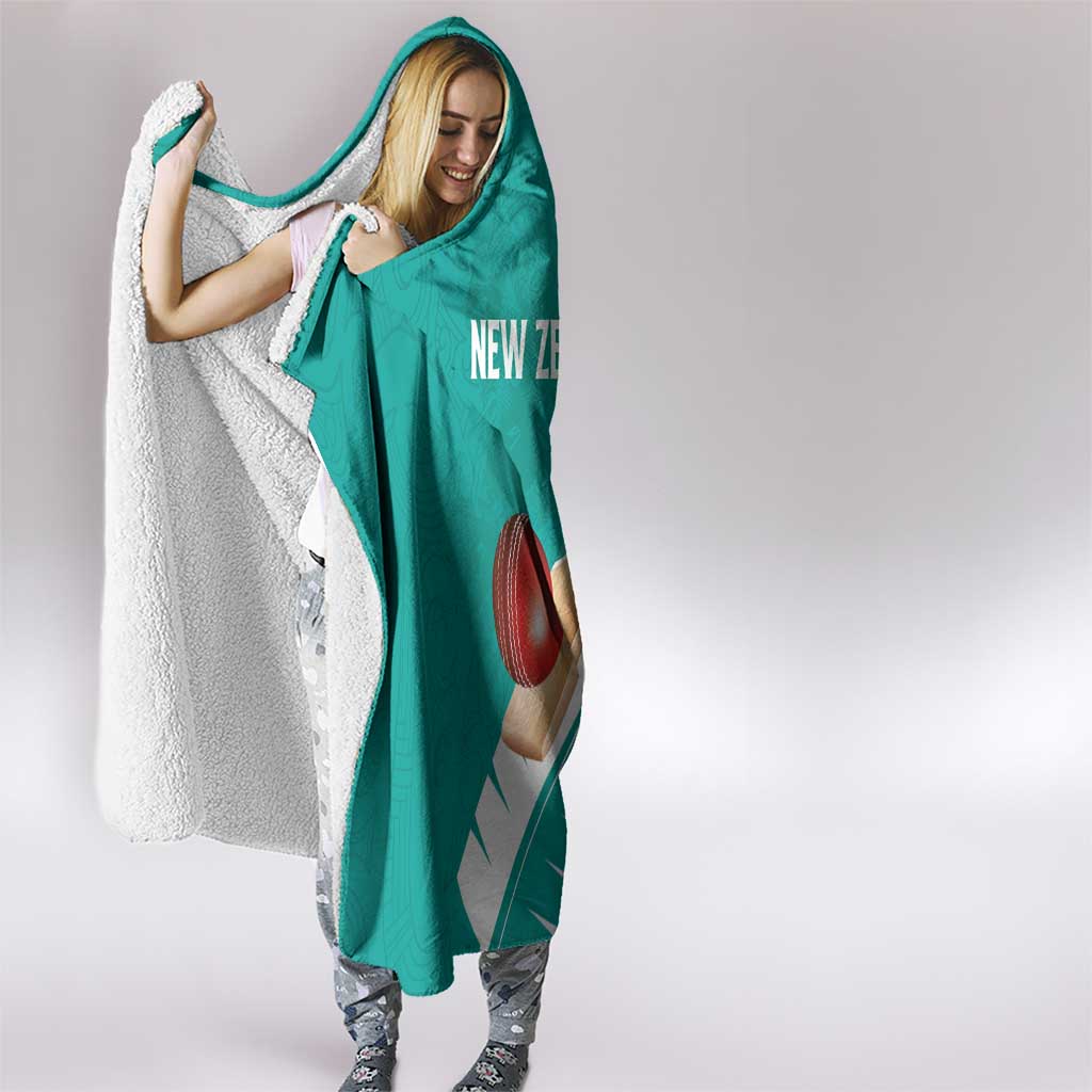 New Zealand Cricket Hooded Blanket Kiwi Birds Haka Dance Turquoise Fern Sporty Style LT03 - Polynesian Pride