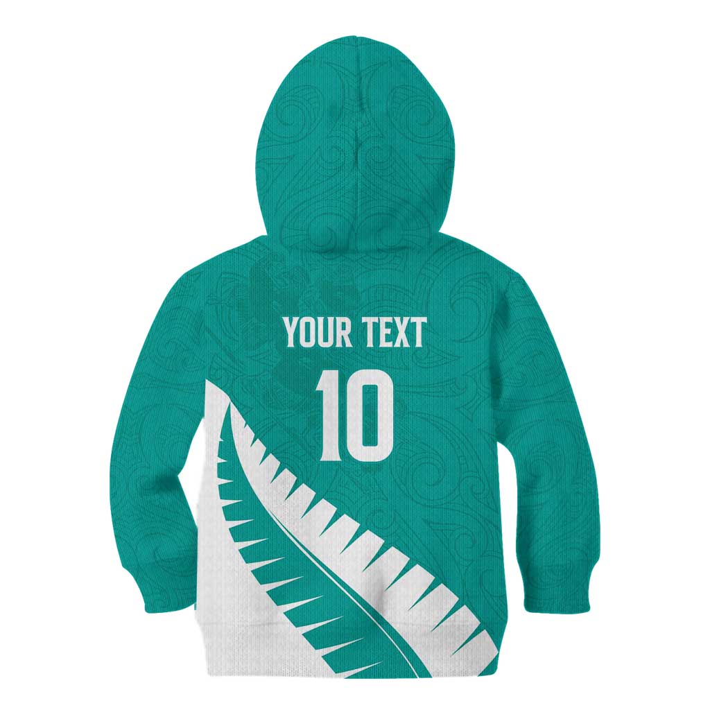 Custom New Zealand Cricket Kid Hoodie Kiwi Birds Haka Dance Turquoise Fern Sporty Style LT03 - Polynesian Pride