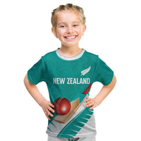 Custom New Zealand Cricket Kid T Shirt Kiwi Birds Haka Dance Turquoise Fern Sporty Style LT03 Turquoise - Polynesian Pride