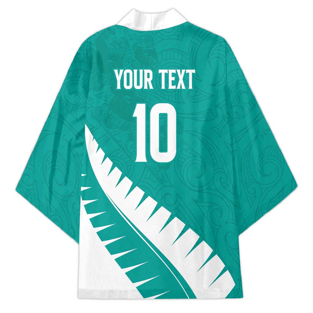 Custom New Zealand Cricket Kimono Kiwi Birds Haka Dance Turquoise Fern Sporty Style