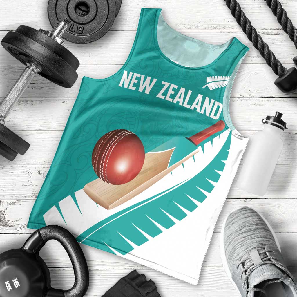 Custom New Zealand Cricket Men Tank Top Kiwi Birds Haka Dance Turquoise Fern Sporty Style LT03 - Polynesian Pride