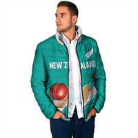 Custom New Zealand Cricket Padded Jacket Kiwi Birds Haka Dance Turquoise Fern Sporty Style