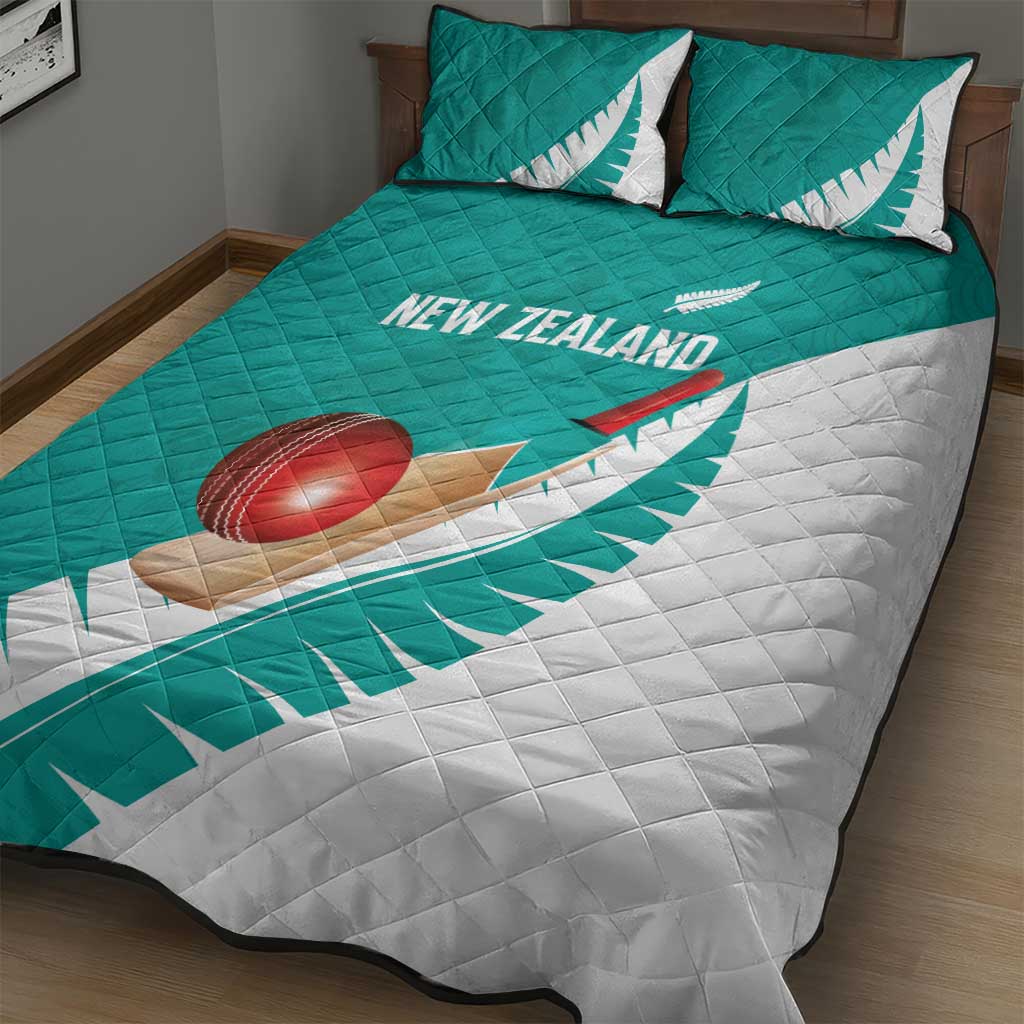 New Zealand Cricket Quilt Bed Set Kiwi Birds Haka Dance Turquoise Fern Sporty Style LT03 - Polynesian Pride