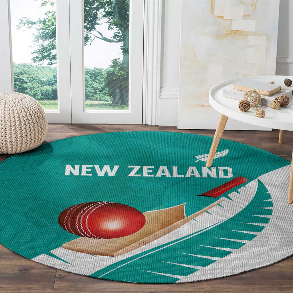 New Zealand Cricket Round Carpet Kiwi Birds Haka Dance Turquoise Fern Sporty Style LT03 - Polynesian Pride