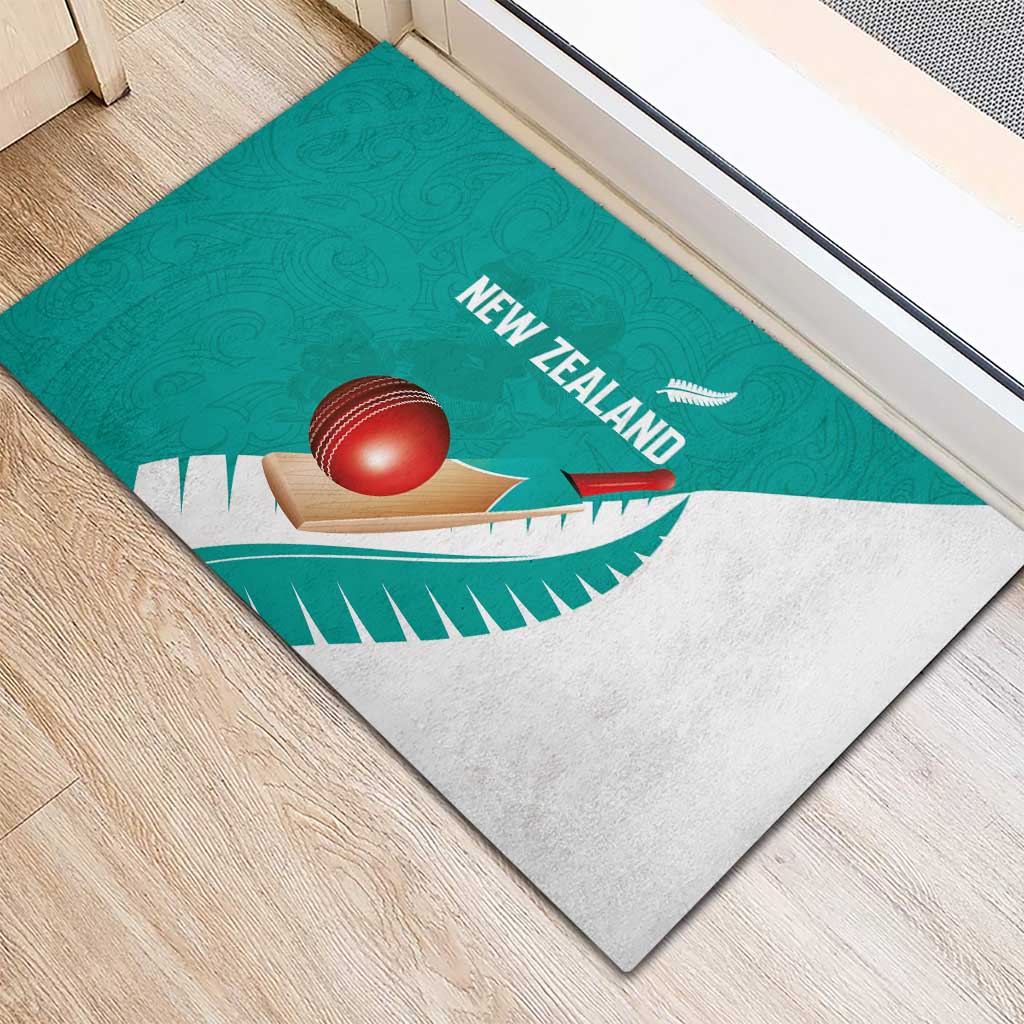 New Zealand Cricket Rubber Doormat Kiwi Birds Haka Dance Turquoise Fern Sporty Style LT03 - Polynesian Pride