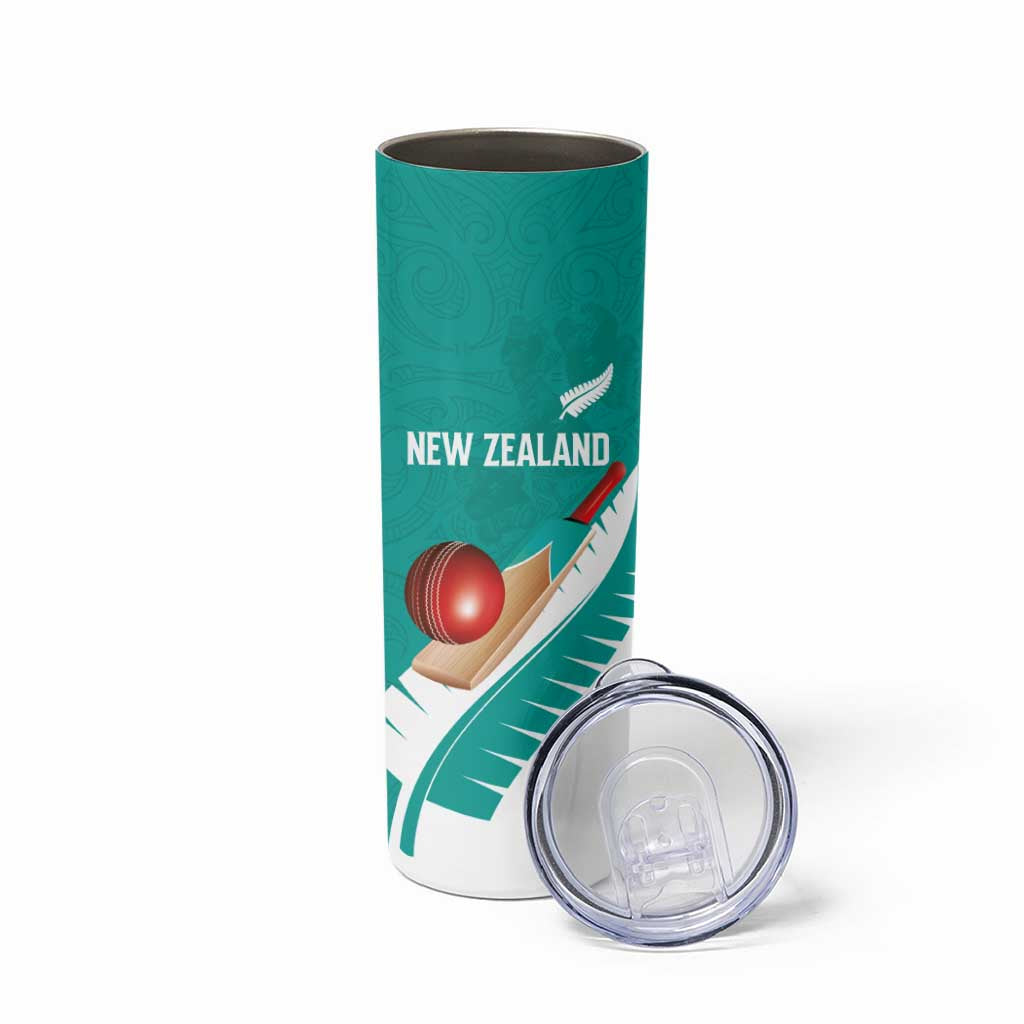 Custom New Zealand Cricket Skinny Tumbler Kiwi Birds Haka Dance Turquoise Fern Sporty Style LT03 - Polynesian Pride