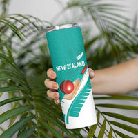 Custom New Zealand Cricket Skinny Tumbler Kiwi Birds Haka Dance Turquoise Fern Sporty Style LT03 - Polynesian Pride