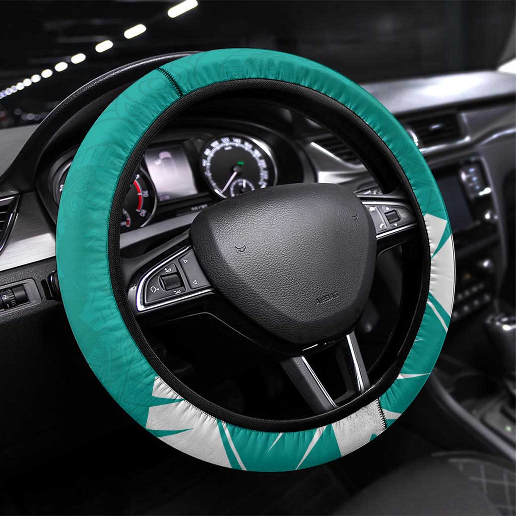 New Zealand Cricket Steering Wheel Cover Kiwi Birds Haka Dance Turquoise Fern Sporty Style