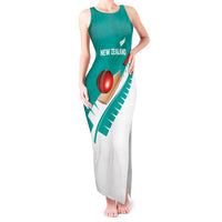 Custom New Zealand Cricket Tank Maxi Dress Kiwi Birds Haka Dance Turquoise Fern Sporty Style LT03 Women Turquoise - Polynesian Pride